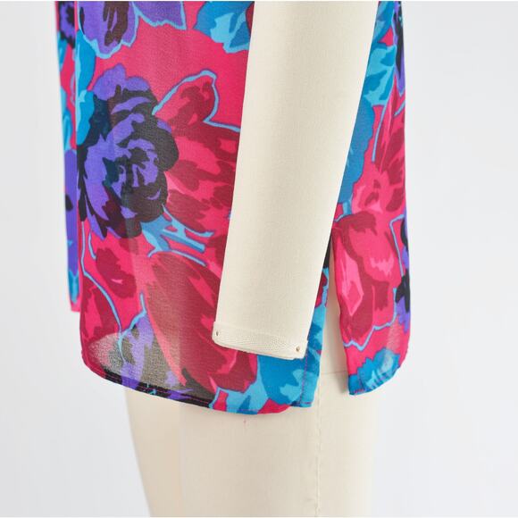 Vintage 80s Boho Floral Skirt and Top Set Full Midi Skirt with Pockets 2pc M - Picture 8 of 10